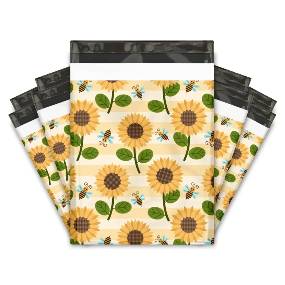 Fall Sunflower 40 Pack 10x13 Poly Mailers Shipping Envelopes